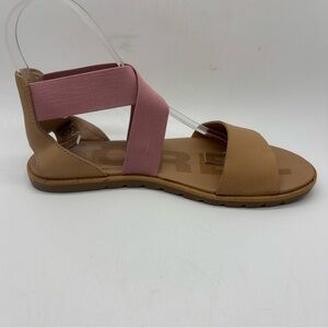 Sorel Ella II Leather Sandals Honest Beige/Eraser Pink Ankle Strap Sz 6.5